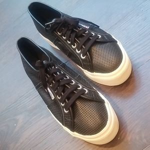 Superga Perforated Black Sneaker sz 8